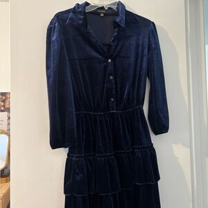 City Studio Blue Long Sleeve Sundress